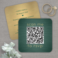 50 Pack QR RSVP Green and Gold Wedding Enclosure