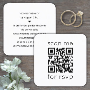 50 Pack QR RSVP Modern Minimal Wedding Enclosure Square Business Card