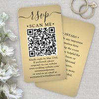 50 Pack QR RSVP Wedding Faux Gold Enclosure