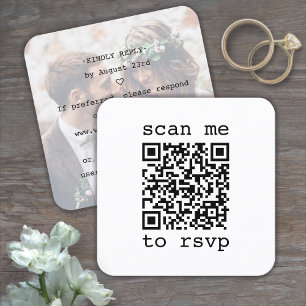 50 Pack Simple QR RSVP & Photo Wedding Enclosure Square Business Card
