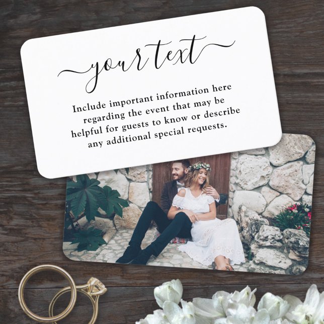 50 Pack Simple Script & Photo Wedding Enclosure Business Card (Creator Uploaded)
