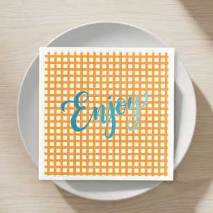 50 Paper Napkins - Nautical Checkered Pattern
