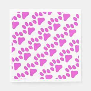 50 Paper Napkins Pink Paw Prints