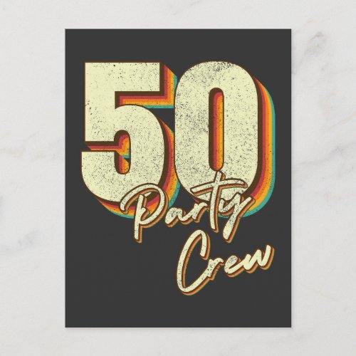 50 Party Crew 50th Birthday Button Postcard