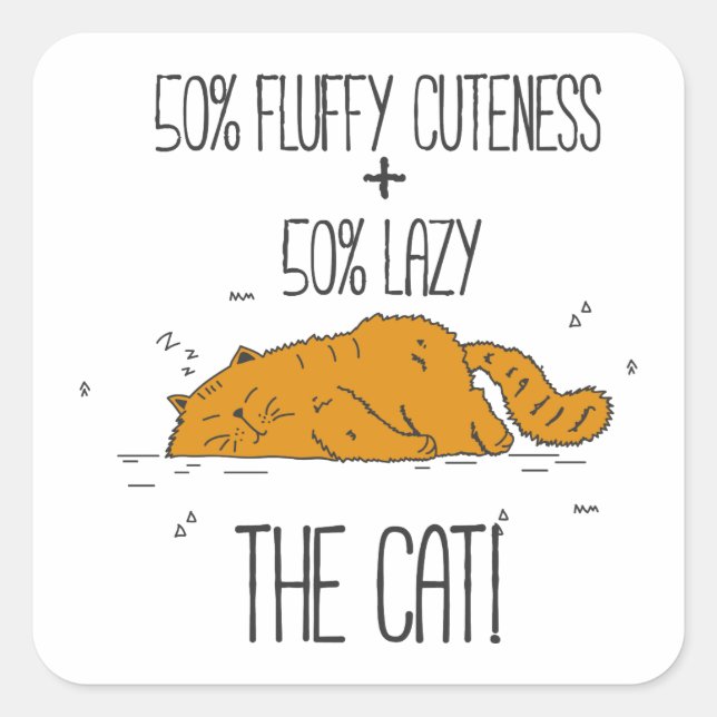 50 Percent Cuteness and Lazy Square Sticker (Front)
