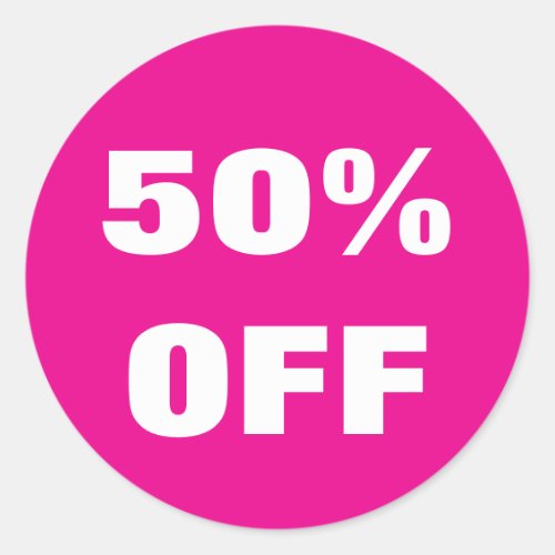 50 Percent Off neon stickers for sales promotions