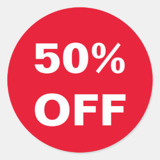 50 Percent Off price Retail store sales stickers