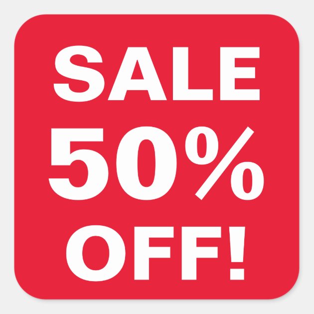 50 Percent Off sale price sticker for retail shop | Zazzle