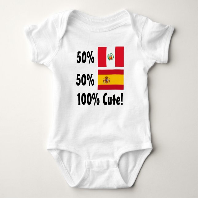 50% Peruvian 50% Spanish 100% Cute Baby Bodysuit (Front)
