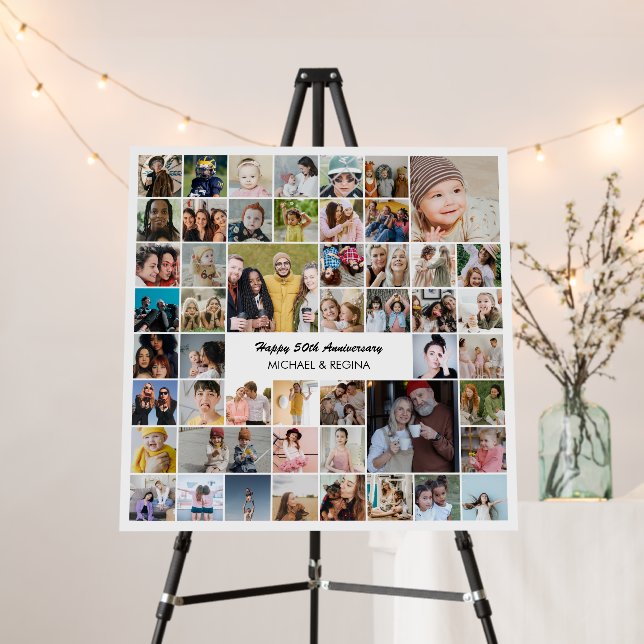50 Photo Collage 50th Wedding Anniversary Foam Board (In Situ (Stand))