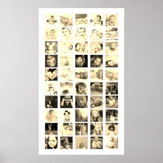 50 Photo Collage Personalized (Sepia) Poster
