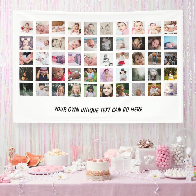 50 Photo Collage unique personalized DIY Banner (Party)