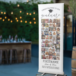 50 Photo - Graduation Modern Minimal White Retractable Banner