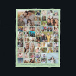 50 Pictures Photo Collage Custom Color Mint Green Fleece Blanket<br><div class="desc">Turn your favorite photos into a stunning piece of art. This custom photo collage design is the perfect way to tell your story, capturing a lifetime of memories in one beautiful display. With 100% personalization, you can easily upload your own photos and customize the text, fonts, and colors to perfectly...</div>