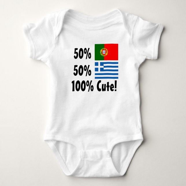 50% Portuguese 50% Greek 100% Cute Baby Bodysuit (Front)