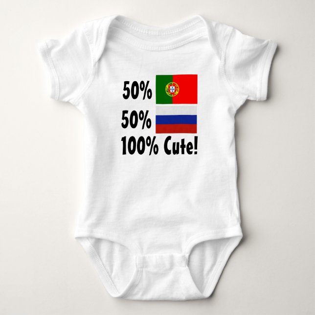 50% Portuguese 50% Russian 100% Cute Baby Bodysuit (Front)