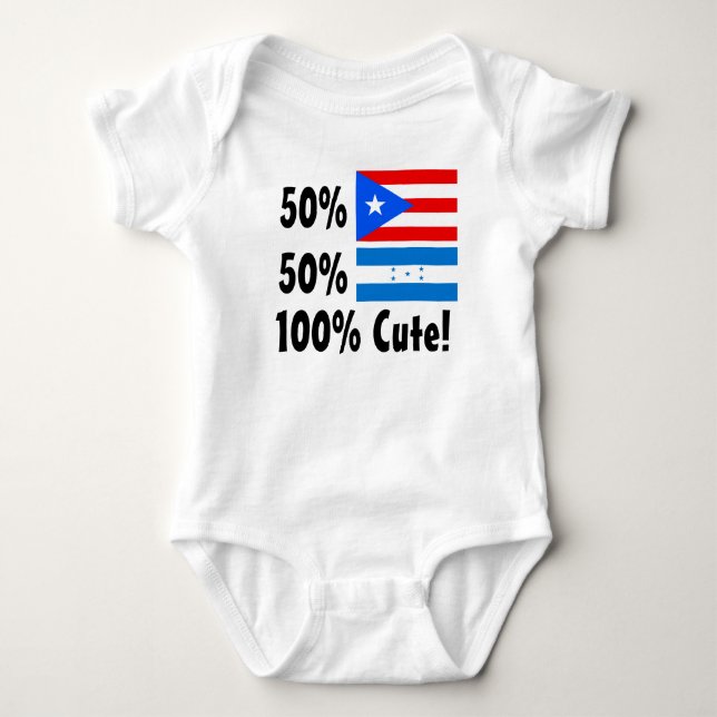 50% Puerto Rican 50% Honduran 100% Cute Baby Bodysuit (Front)