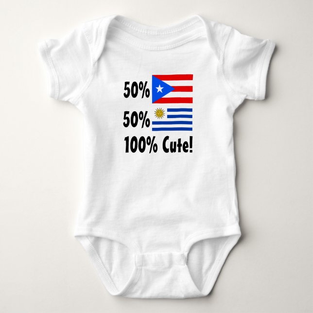 50% Puerto Rican 50% Uruguayan 100% Cute Baby Bodysuit (Front)