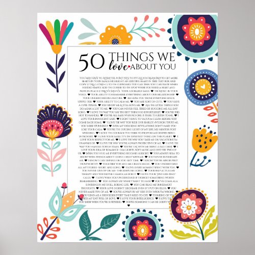 50 reasons we love you 45 Reasons 60th birthday Poster