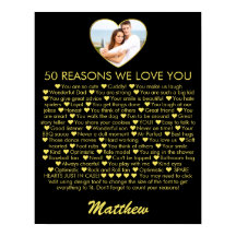 50 Reasons We Love You 50th Birthday Photo Heart