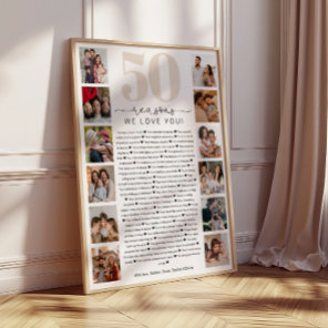 50 Reasons We Love You Birthday Keepsake Gift Poster