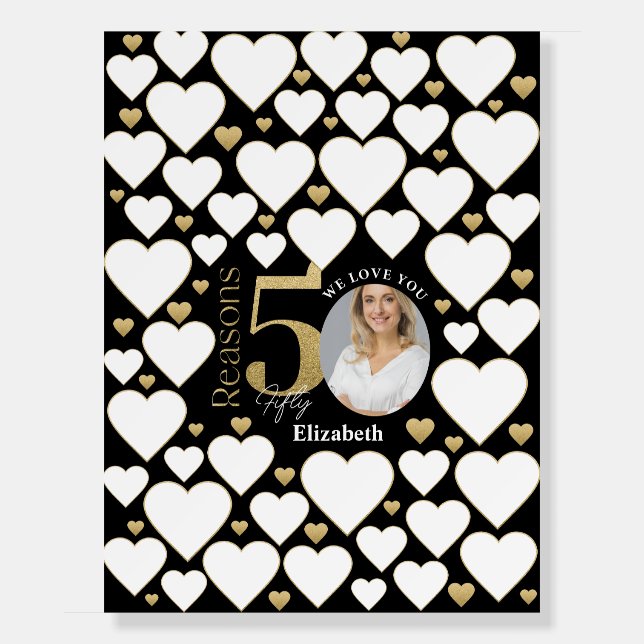 50 Reasons We Love You Black Gold Board (Front)