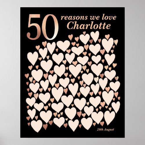 50 Reasons We Love You Gift _ 50th Birthday Poster