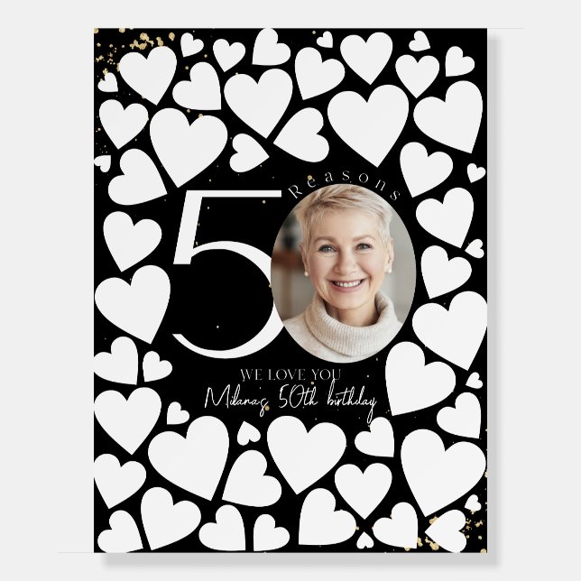 50 Reasons We Love You Gold Black Board (Front)