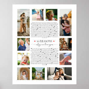 50 reasons why we love you 80th 60th birthday 40th poster