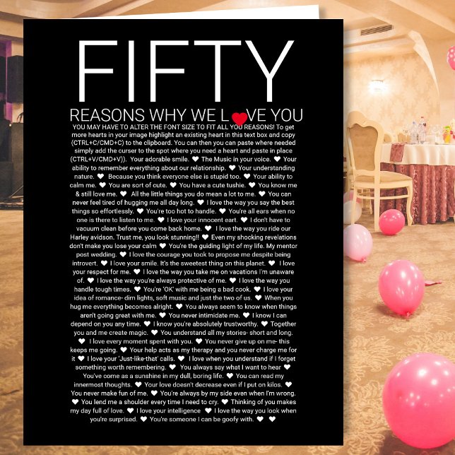 50 Reasons Why We Love You Paper Print - Custom Card (Creator Uploaded)