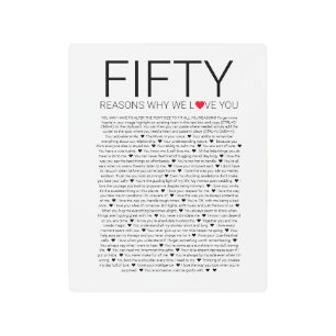 50 reasons why we love you wedding vow love you metal print