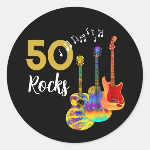50 Rocks 50th birthday party Classic Round Sticker