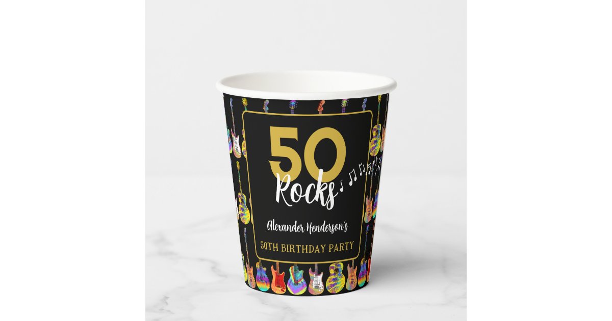 50 Rocks 50th Birthday Party Paper Cups | Zazzle