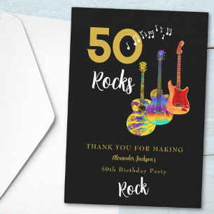 50 Rocks 50th Birthday Party Thank You Card