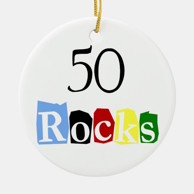 50 Rocks Ceramic Ornament (Front)