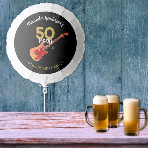 50 Rocks Cool Guitar 50th Birthday Party Balloon