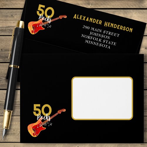 50 Rocks Cool Guitar 50th Birthday Party Envelope