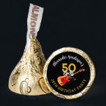 50 Rocks Cool Guitar 50th Birthday Party Hershey®'s Kisses®<br><div class="desc">Cool guitar 50 Rocks personalized 50th birthday party candy favors. Whether it’s for your rockstar husband, boyfriend, dad or friend this cool flame electric guitar with red pick guard illustration, musical notes and gold modern typography script celebrate them in rock n roll style. Easy to use templates so you can...</div>