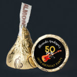 50 Rocks Cool Guitar 50th Birthday Party Hershey®'s Kisses®<br><div class="desc">Cool guitar 50 Rocks personalized 50th birthday party candy favors. Whether it’s for your rockstar husband, boyfriend, dad or friend this cool flame electric guitar with red pick guard illustration, musical notes and gold modern typography script celebrate them in rock n roll style. Easy to use templates so you can...</div>