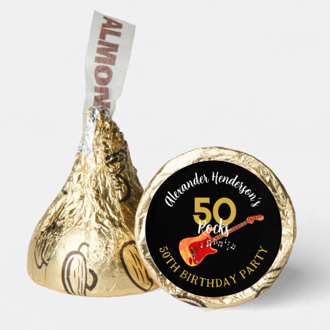 50 Rocks Cool Guitar 50th Birthday Party Hershey®'s Kisses® (Front)