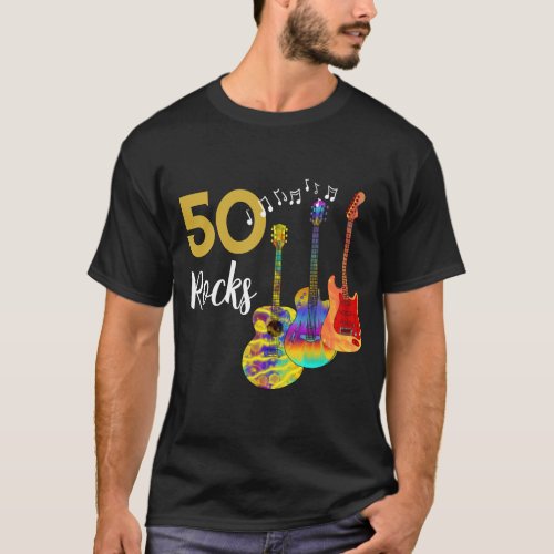 50 Rocks Guitar 50th birthday party T_Shirt