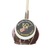 50 Rocks Pink Black Gold 50th Birthday Party Cake Pops (Front)