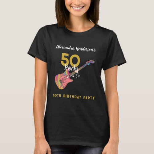 50 Rocks Pink Gold 50th Birthday Party T_Shirt
