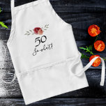 50 So what Watercolor Rose Funny 50th Birthday Adult Apron<br><div class="desc">50 So what Watercolor Rose Funny 50th Birthday Adult Apron. Floral design with script 50 so what. The design features a positive and funny quote 50 so what in a white script and beautiful watercolor roses and twigs. The apron is great for a woman celebrating her 50th birthday and has...</div>