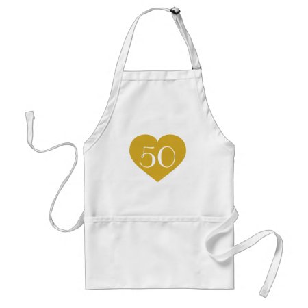 50 Solid Gold Heart Adult Apron
