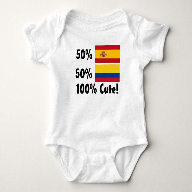 50% Spanish 50% Colombian 100% Cute Baby Bodysuit (Front)