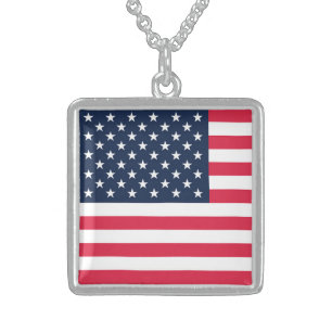 50-Star American Flag: Old Glory Stars and Stripes Sterling Silver Necklace