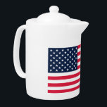 50-Star American Flag: Old Glory Stars and Stripes Teapot<br><div class="desc">The 50-star flag, a powerful symbol of American unity, has an origin story as unique as the nation it represents. In 1958, a young high school student named Bob Heft, living in Lancaster, Ohio, faced a history class assignment: design a new flag for the United States. - Heft, a visionary...</div>