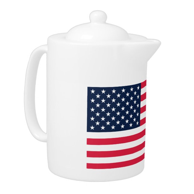 50-Star American Flag: Old Glory Stars and Stripes Teapot (Left)