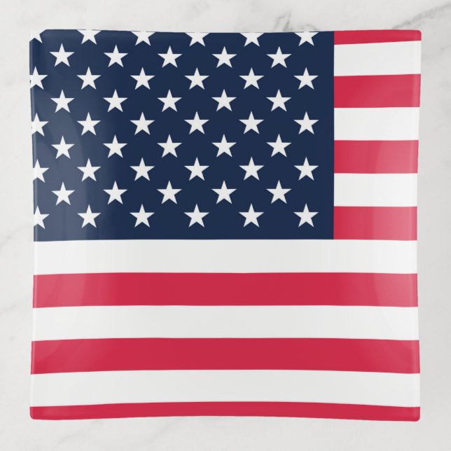 50-Star American Flag: Old Glory Stars and Stripes Trinket Tray (Front)